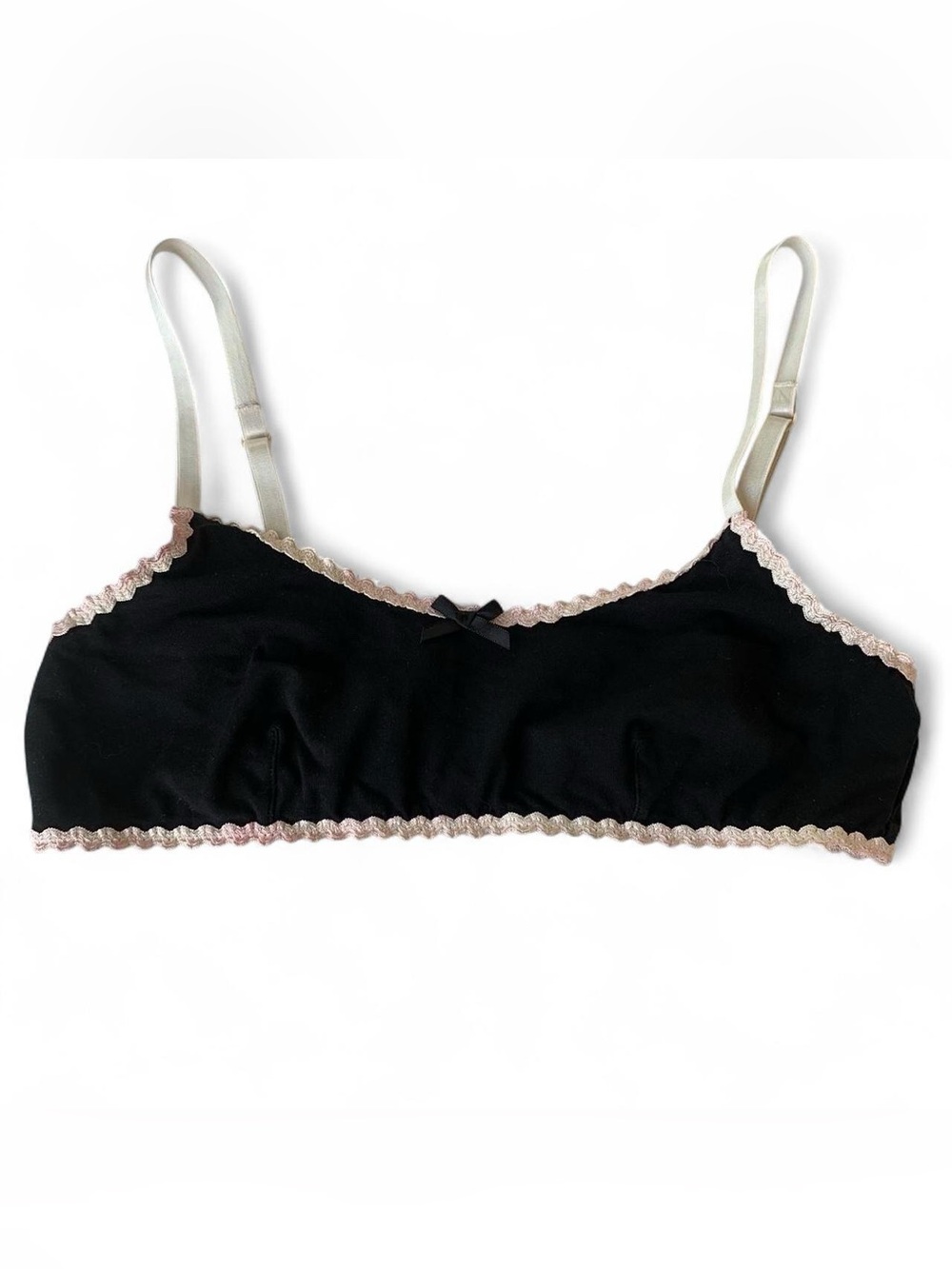Pins And Needles Black & Cream Ribbon Trimmed Bralette Bra Top with Bow Size M